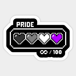 Asexual Pride Videogame Life Bar Hearts Sticker